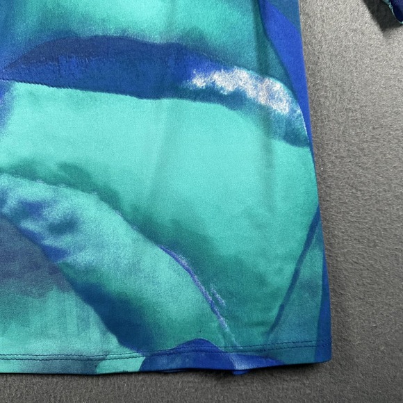 Clara Sunwoo Shirt Womens Small Blue Teal Abstract 3/4 Sleeve Made in USA Knit - Picture 5 of 13